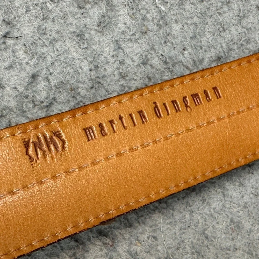 Martin Dingman Belt Mens 44 Alligator Grain Italian Calfskin Brown Western EUC